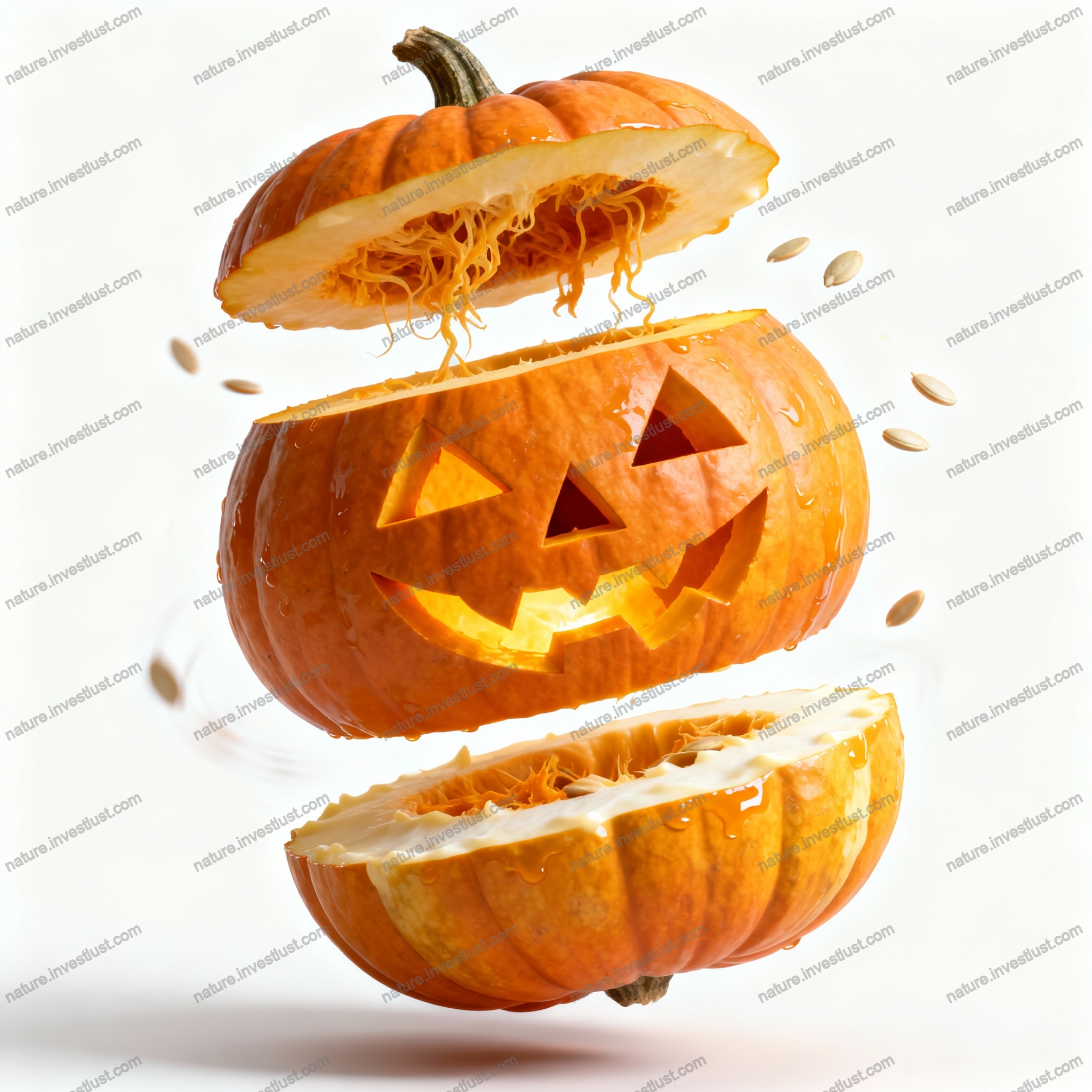 Sliced Halloween-related natural and food item (pumpkin)